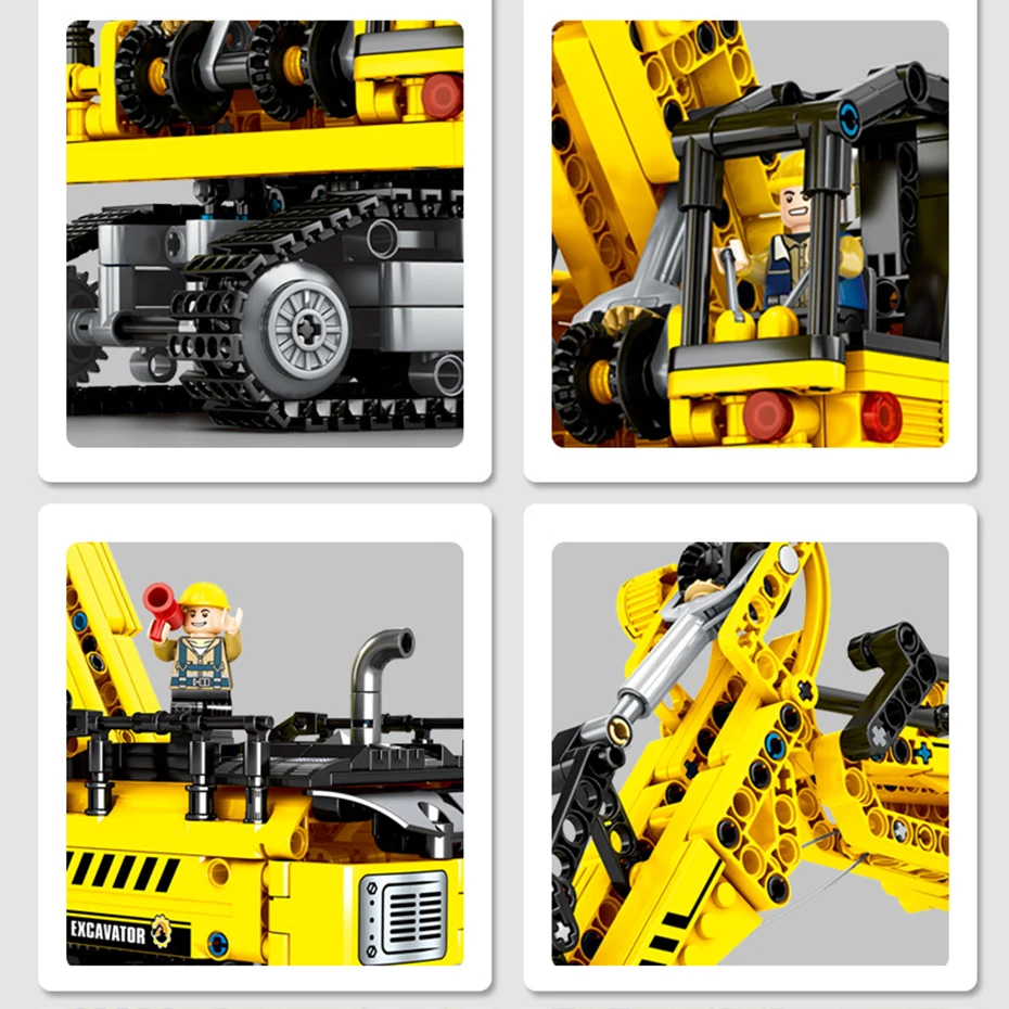 Tanie 841 sztuk koparka klocki transport Technic wywrotka inżynieria samochodowa budowa miasta cegły Diy klocki WJ039