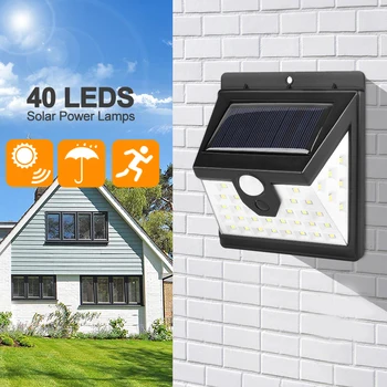 

40 LED Solar Power Light 3 Modes Human Body Sensor Solar Wall Lamp Outdoor Waterproof Energy Saving Garden Yard Lights