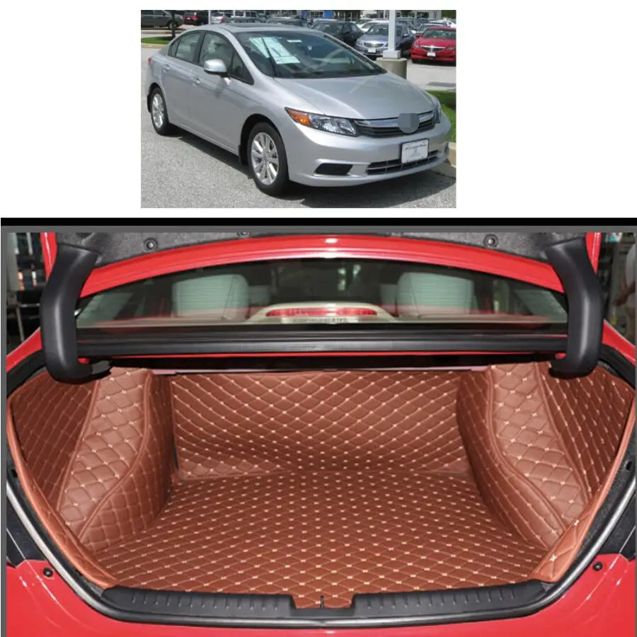 Кожаный коврик для багажника автомобиля подкладка груза Honda Civic 2011 2012 2013 2014 2015 9th