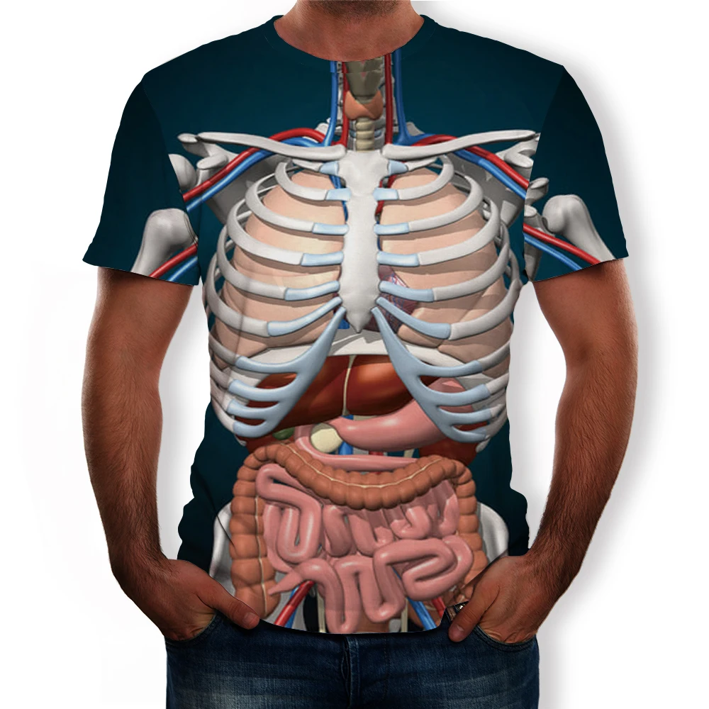 Shirt 3dmen's round neck short sleeved T shirt bone visceral 3D ...