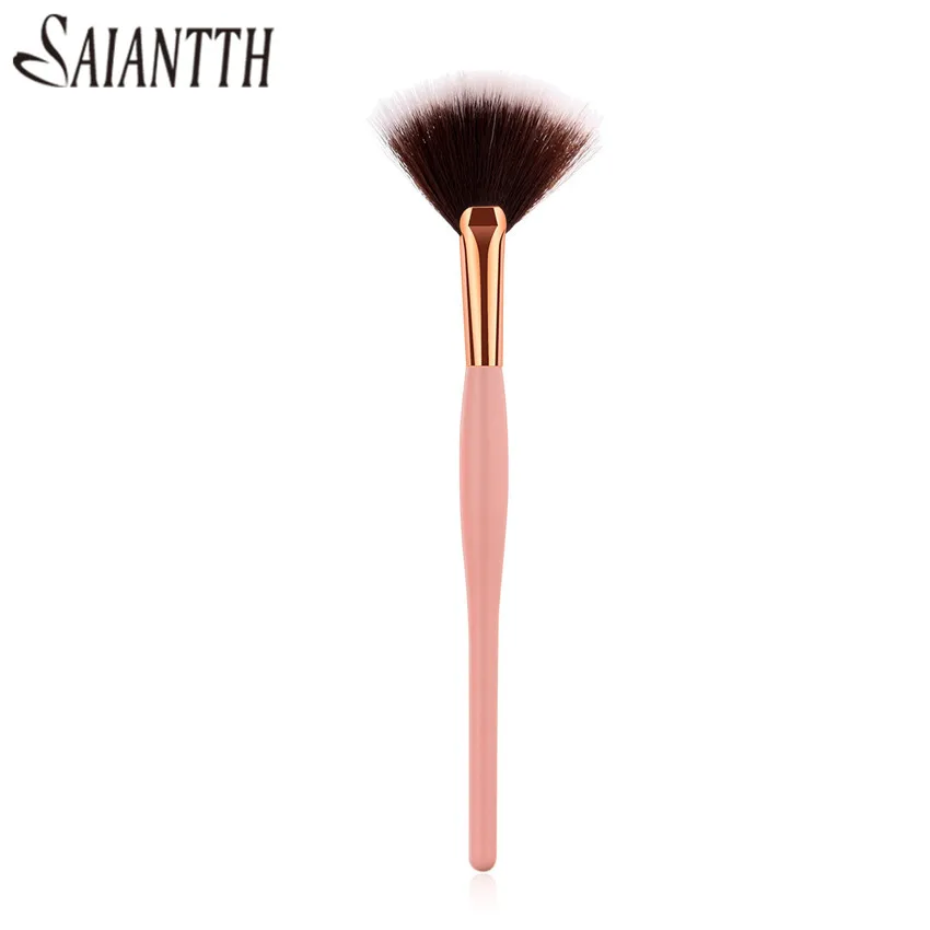 SAIANTTH Single makeup brushes Beauty tools Big Fan shaped brush Small fan pincel maquiagem pregnant belly wooden pink handle | Красота и