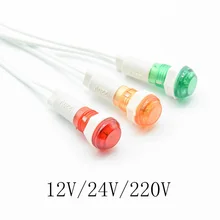 5Pcs lampada di segnalazione montaggio a pannello indicatore al Neon rosso verde giallo luci 220V 12V/24VDC XD 10mm guida pilota