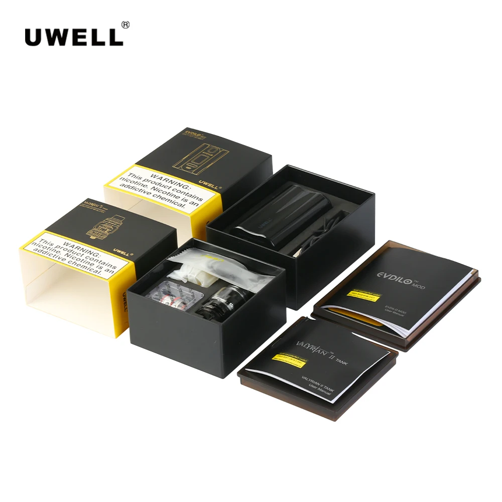 Uwell Evdilo Комплект 200W EVDILO мод 6 мл VALYRIAN Ⅱ бак Поддержка 18650/20700/21700 Батарея электронная сигарета Stareter комплект VS