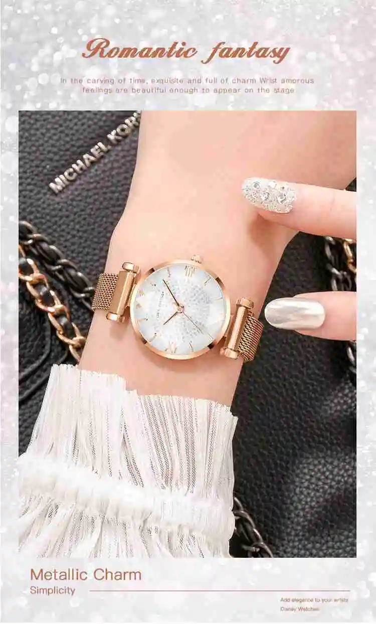 New Women Watches Ladies Rhinestone Rose Gold Magnetic Watch Geometric Surface Roman Numerals Quartz Wristwatches Dropshipping