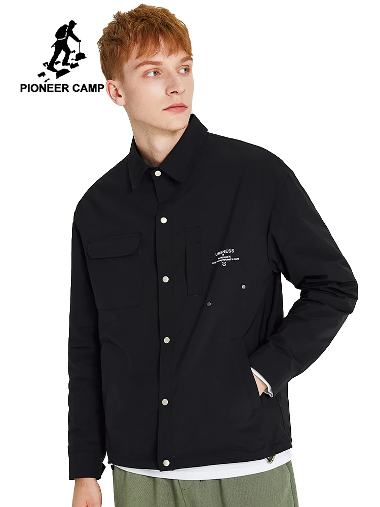 Мужская повседневная куртка Pioneer Camp однотонная черная уличная одежда с