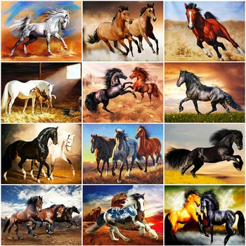 

5D Diamond Painting Horse Cross Stitch Full Square Mosaic Animdownloadals Diamond Embroidery Full Set Rhinestone Picture Craft