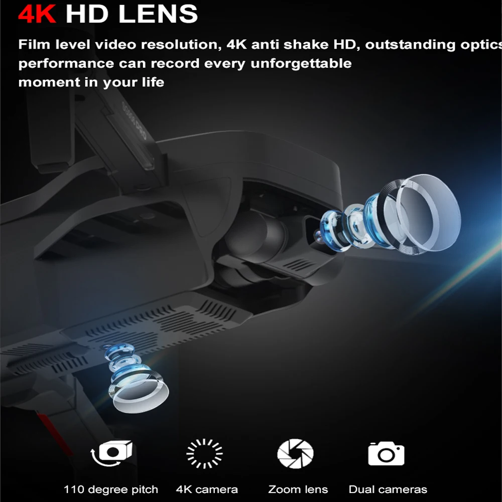 KCX SG906PRO Профессиональный GPS Дроны с Камера HD 4K 5G Wi Fi FPV 1200M 2 Ось Gimbal Дрон бесщеточным