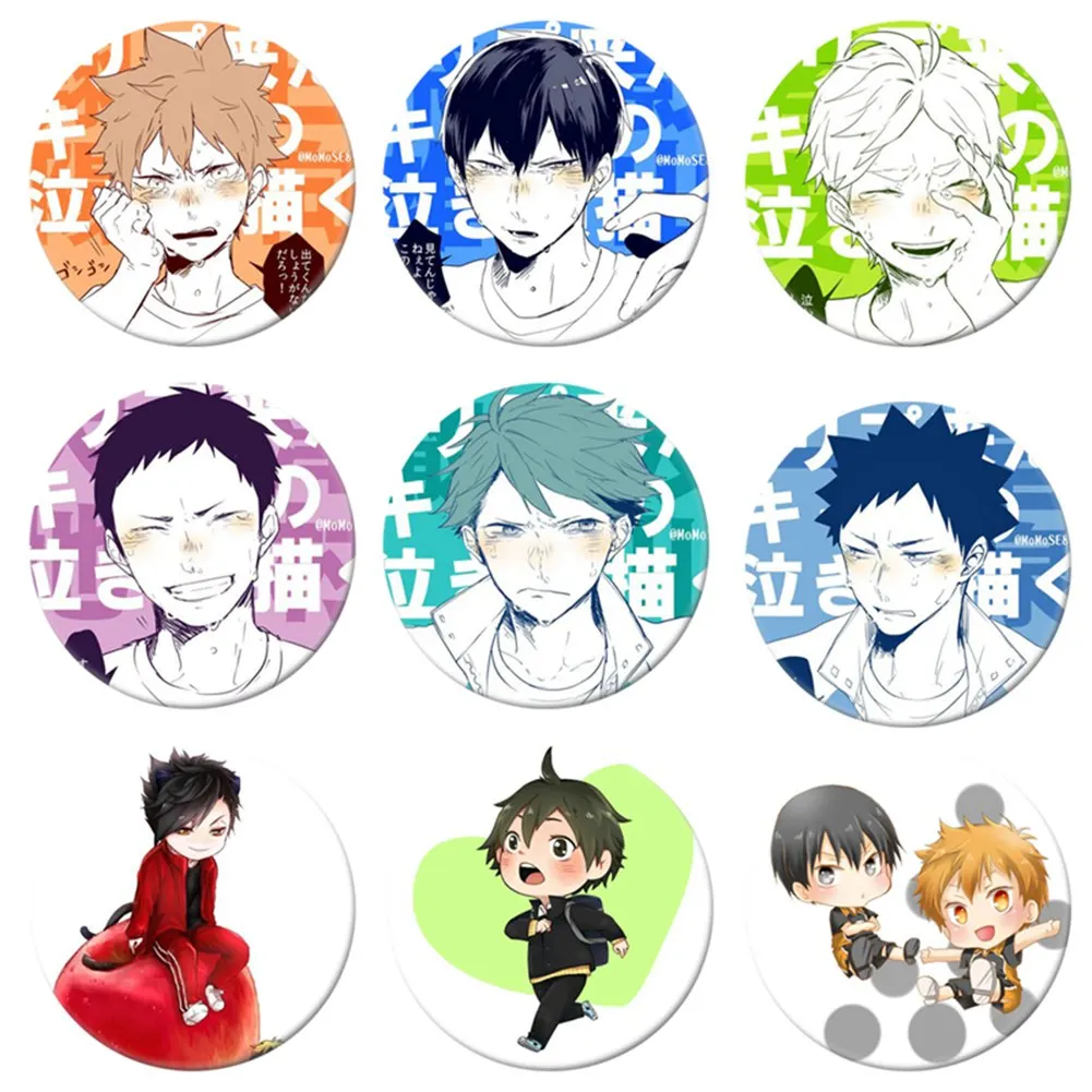 Hinata Shoyo Kageyama Tobio con dise/ño de dibujos animados Broche de insignia de anime Haikyuu! Saicowordist