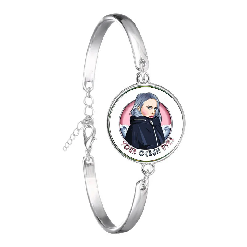 Хип-хоп цепочка со скрипичным ключом браслет Billie Eilish Art Picture 18 мм бижутерия со стеклянными кабошонами для женщин девочек музыкальные фанаты подарок - Окраска металла: 13