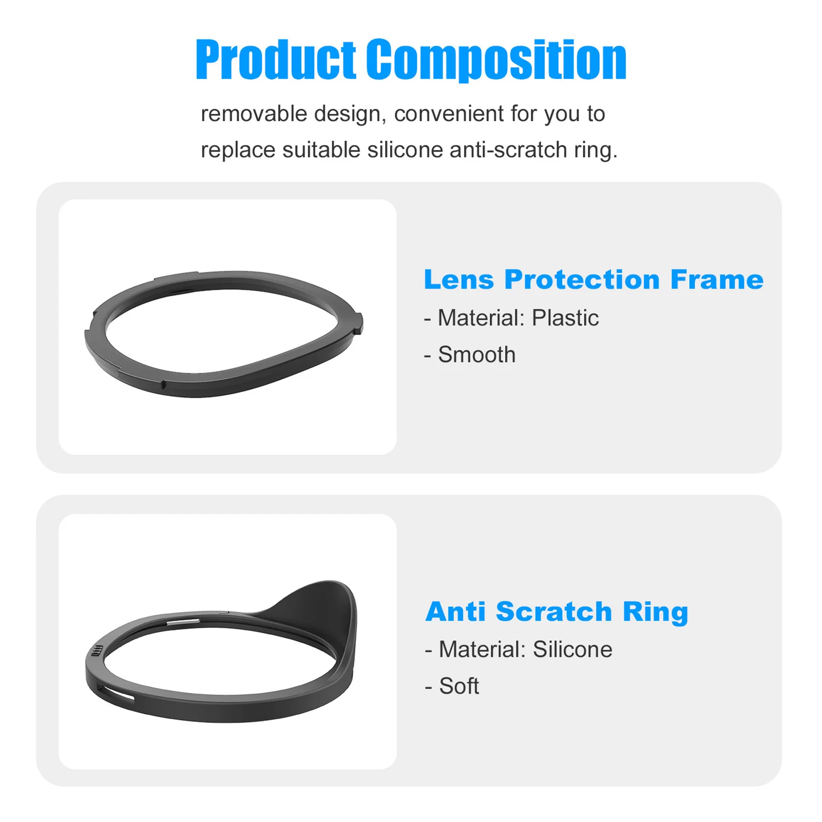 Lens Anti-Scratch Ring For Oculus Quest 2 VR Protecting Glasses From Scratching Frame Len Compatible For Oculus Quest 1/2 Rift S