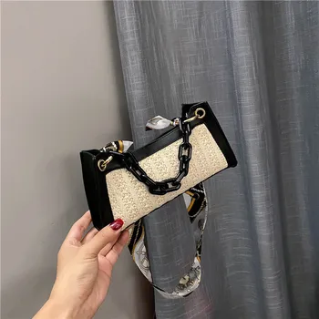 

Summer straw bag female 2020 new fashion small fresh one-shoulder armpit bag foreign portable baguette bag wholesale