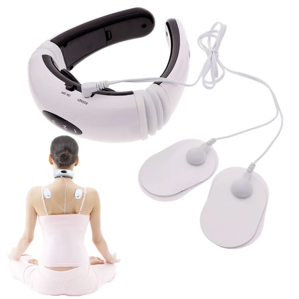 Battery Electric Neck Massager& Pulse Back 6 Mode Power Control Infrared Pain Relief Neck Physiotherapy Instrument