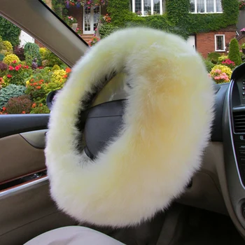 

Long Plush Warm Steering Wheel Cover Woolen Handbrake Car Accessory Auto Fur 3pc