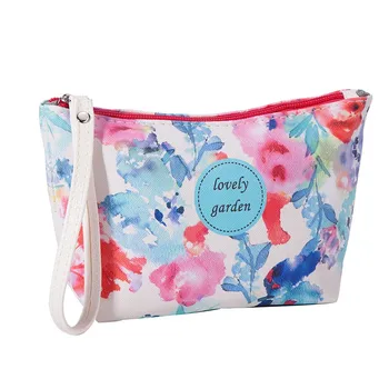

Z Women Creative Elegant Unique Personality Flowers Pattern Pu Leather Storage Cosmetic Makeup Bag Pocket Handbag