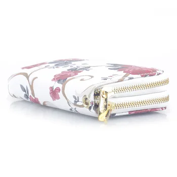 

women wallets purse purses double zipper rose printing multifunction wrist band fold wallets fashion soft Large amount discount
