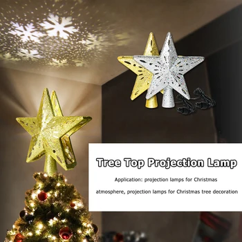 

LED Christmas Tree Top Projection Lamps Creative Home Hollow-Out Star Shape Rotatable Night Light for Festival Bar Party