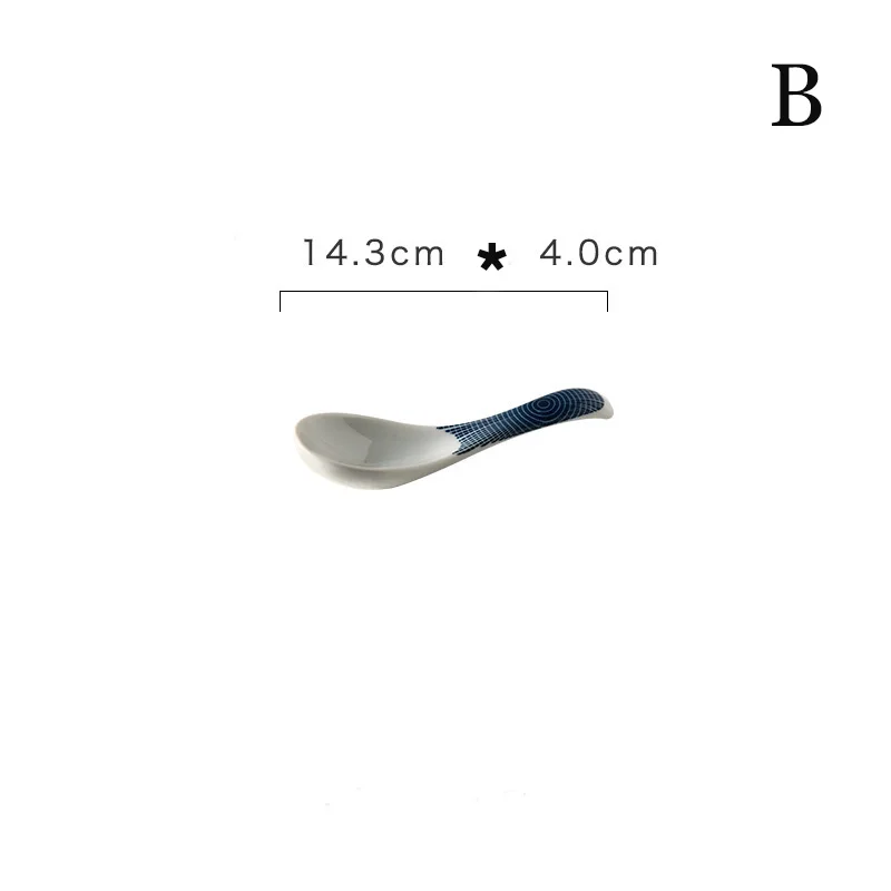 1 шт. синий белый годовое кольцо обеденная тарелка керамическая кухонная посуда рисовый салат лапша миска для супа подставка для кухни набор - Цвет: B