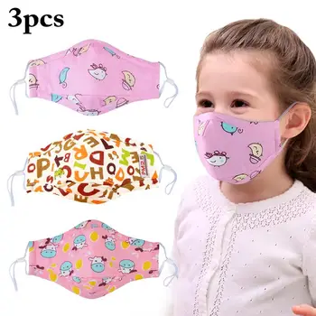 

3PCS (Random Color) Reusable Mouth Mask Anti Dust Cartoon Cotton Mouth Cover Washable Face Mouth Mask for Kids