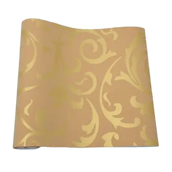 

Simple European Environmentally Friendly 3D Non-Woven Wallpaper Crocheted Leaves Wallpaper Gold 7033