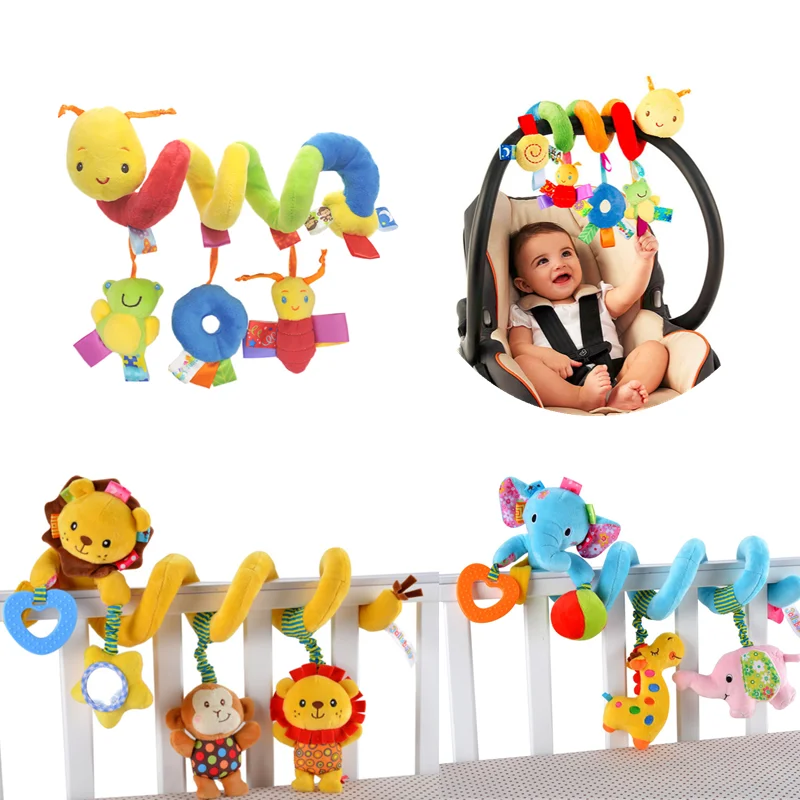 Crib Spiral Hanging Toys Baby Plush Animal Rattle Music Mobile Infant Stroller Car Seat Bed Bell for 0-12 Months Newborns Toy
