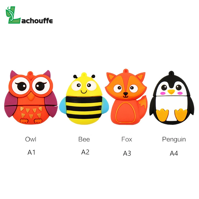 pvc fox usb flash 4GB 16GB 32GB 64GB 128gb owl penguin Usb Flash Drive memory stick Pendrive cartoon animal bee usb flash drive