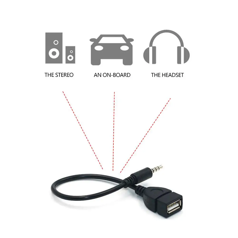 Аудио конвертер кабель провод 3,5 мм мужской аудио AUX разъем для USB 2,0 Тип автомобиля A женский адаптер конвертера OTG кабель