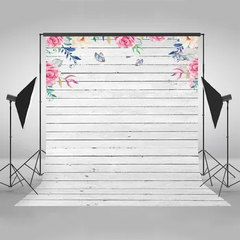 

Mehofoto White Wood Floor Photography Backdrops Newborn Baby Photo Shoot Backgrounds Flower Snow Trees MW-275
