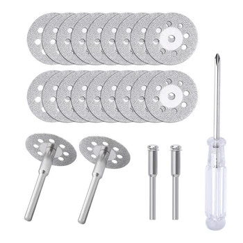 

20Pcs Diamond Cutting Wheel(22Mm)with 4Pcs 402 Mandrel(m)and Screwdriver for Dremel Rotary Tools