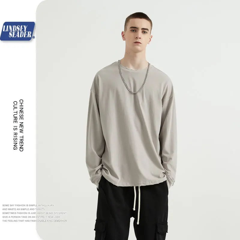 Футболка мужская с длинным рукавом 2020 хлопок в стиле Харадзюку | Мужская одежда