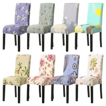 

Floral Print Chair Covers Spandex Wedding Dining Chair Cover Room Stretch Elastic Office Banquet Hotel New chair cover