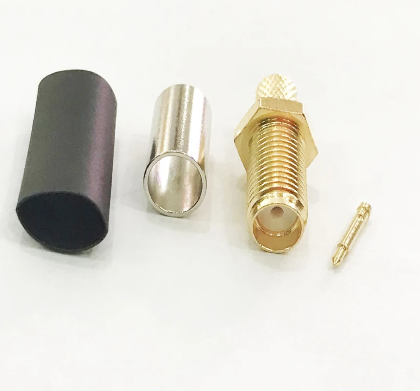 100pcs RP-SMA female Pin Nut Bulkhead Connector for RG58 RG142 RG400 LMR195 Coax cable connector Adapter | Обустройство дома