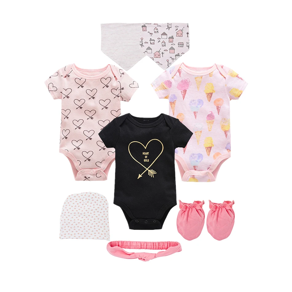 CHY2288 8Pcs Kavkas New Baby Girl Bodysuits Sets Cartoon Newborn Baby Boy Jumpsuit Overalls Macaron Infant Girl Bebe Coveralls for Gift - Цвет: CHY2288