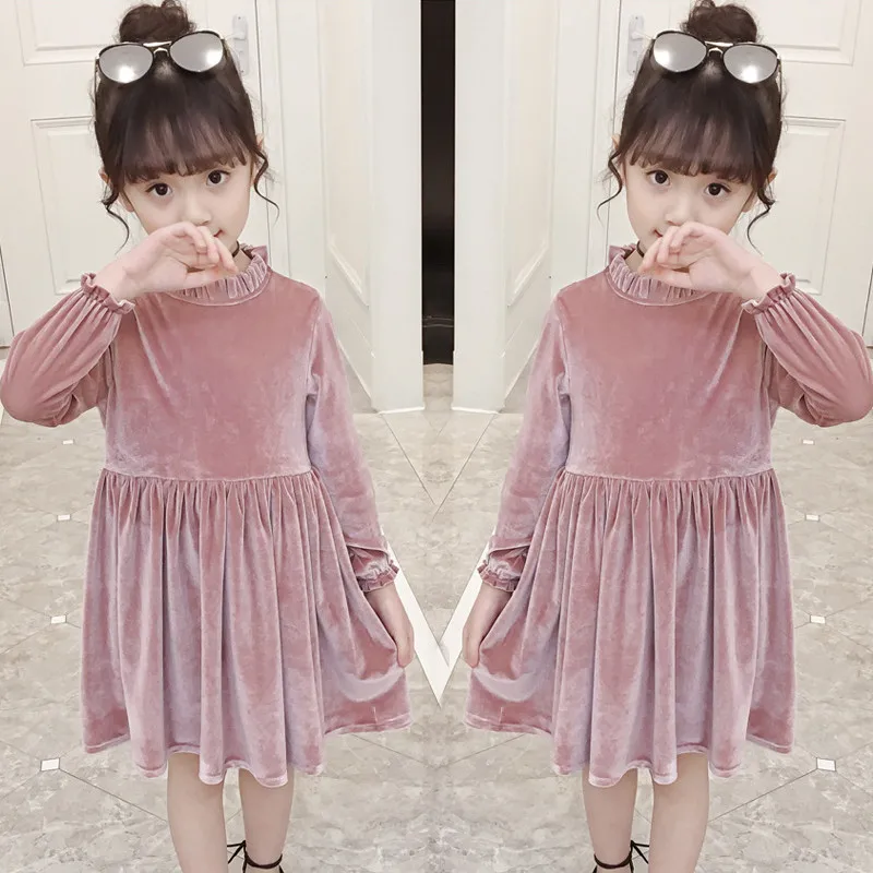 

Children Velvet Dresses Kids Girls Clothing Long Sleeve Autumn Dress Fashion Princess Vestidos Clothes Girl 4 6 7 8 10 12 Years