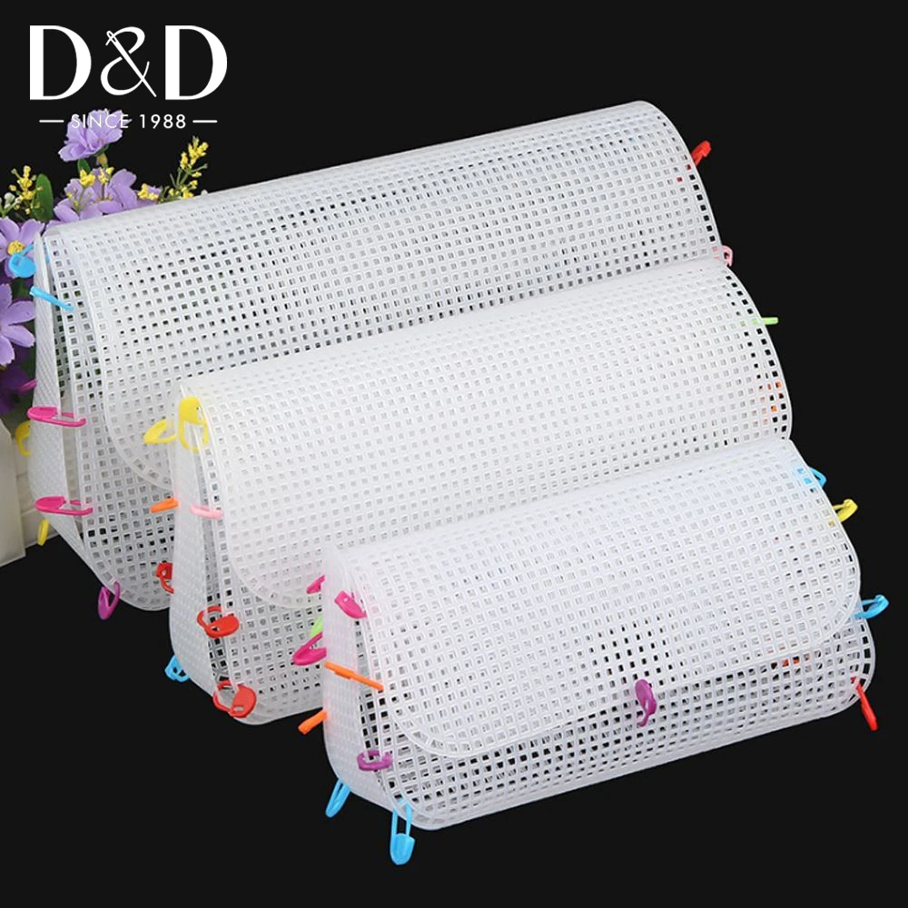 1pcs Plastic Mesh Cloth For Bag Making with 20pcs Stitch Markers DIY Handcraft Bags Weaving Material Latch Hook Bags crafts with needles