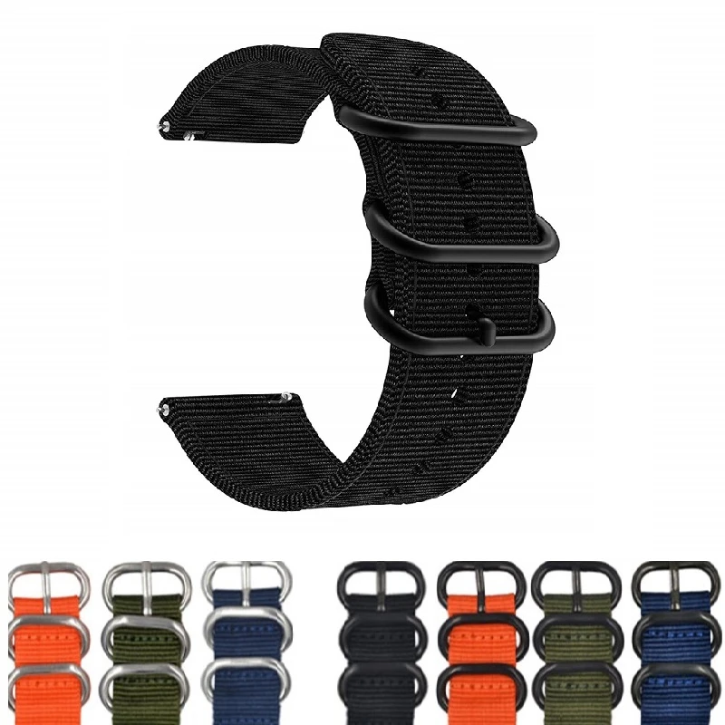 Cinturino Per Orologio A Sgancio Rapido Per Uomo Donna Cinturino In Nylon Premium Nato Con Fibbia In Acciaio Nero-18Mm, 20Mm,22Mm,24Mm