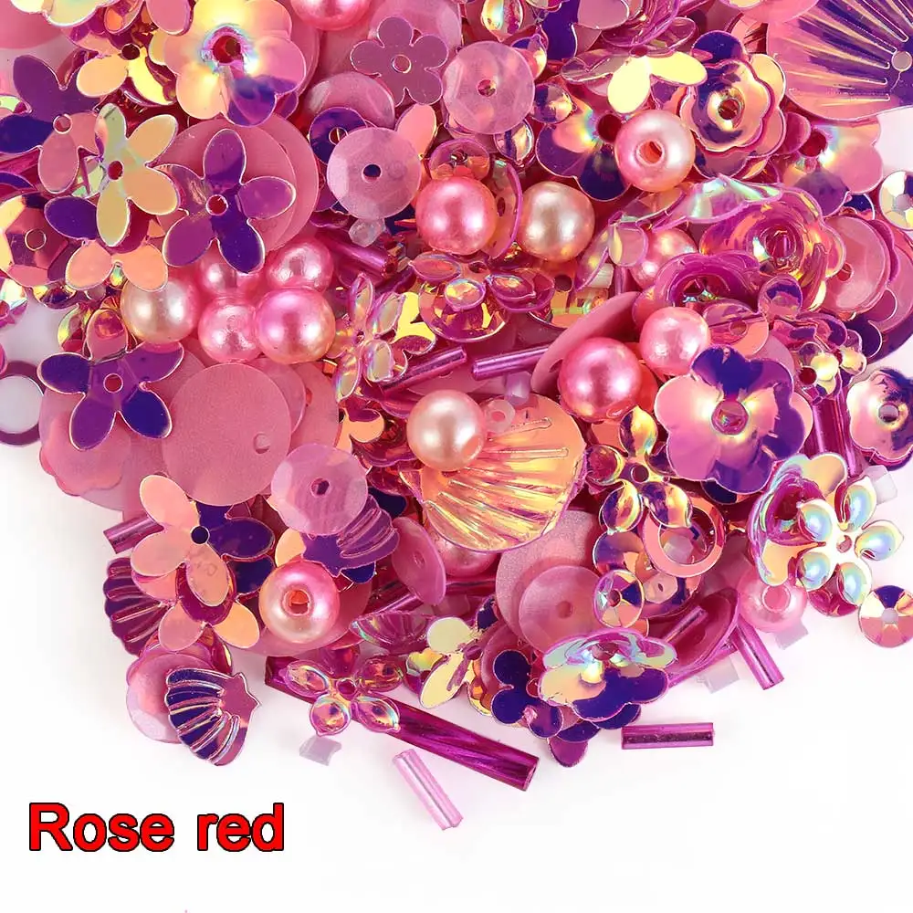 rose red 1 сумка модные блестящие ПВХ шитье блестки свободные блестки круглые бусины из перламутра DIY украшения ювелирные изделия Свадебные украшения для дома - Цвет: rose red