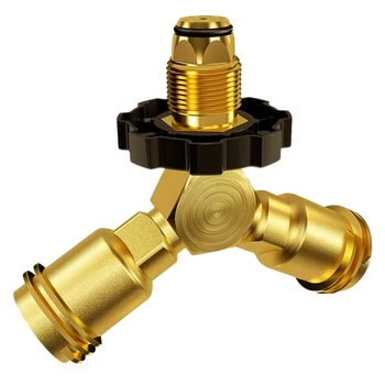 

Propane Tank Splitter, Propane Y Splitter, Lp Gas Splitter Tee Valve, Qcc1/Type1 Cylinder Bottle Brass T Adapter Connector For P