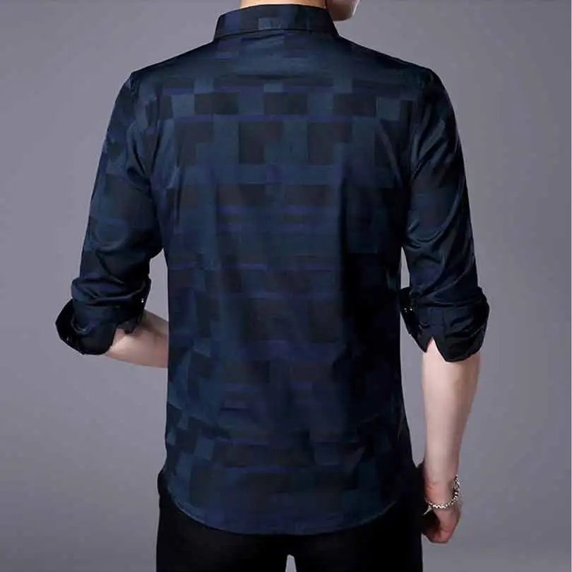 Брендовая весенне-осенняя модная повседневная клетчатая рубашка chemise homme manche, Длинные рубашки, Мужская одежда, мужская деловая рубашка