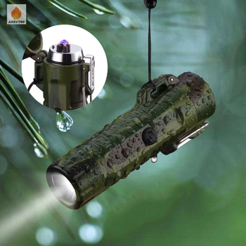 

Multifunctional outdoor double ARC electric cigarette lighter, with flashlight, compass, waterproof, windproof GL046