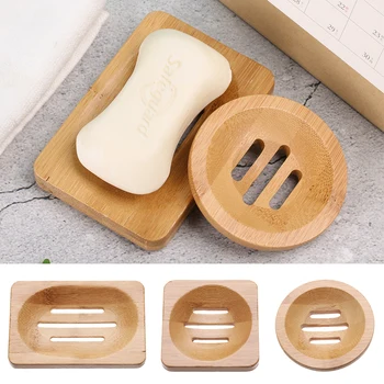 

Portable Wooden Bamboo Storage Soap Rack Plate Box Container Soap Dishes Tray Holder Bathroom Soap Dish Storage Box Hot sale