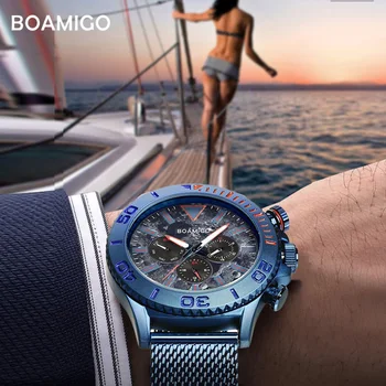 

BOAMIGO mens watches top brand luxury quartz reloj de hombre montre homme 2020 relogio masculino prova dagua watch for men clock