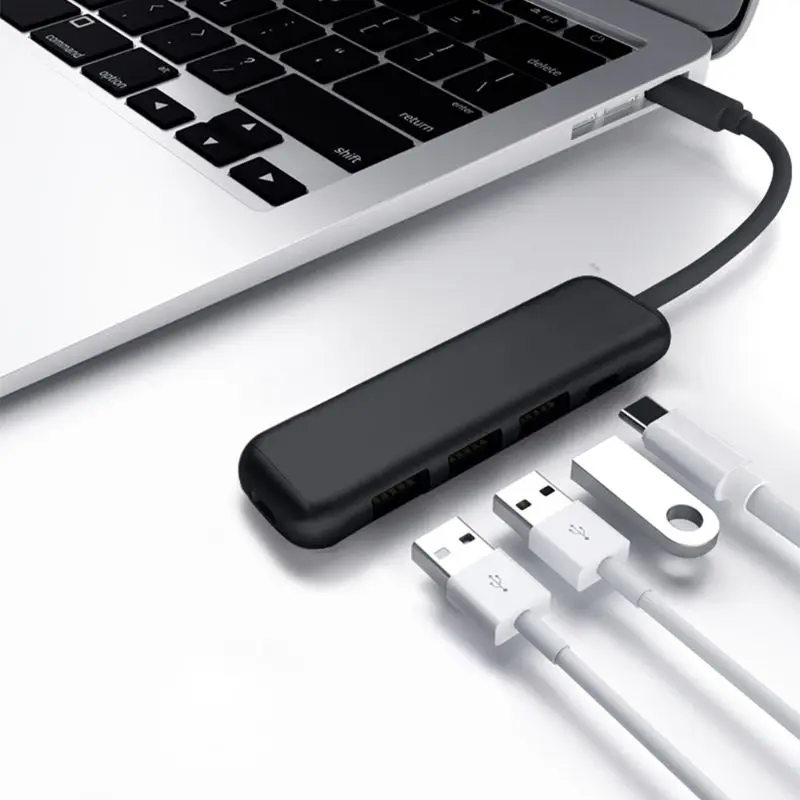 Черный Разветвитель USB C с разъемом type C и USB 3,0 для MacBook/MacBook Pro/samsung/huawei Y4UF - Цвет: Черный