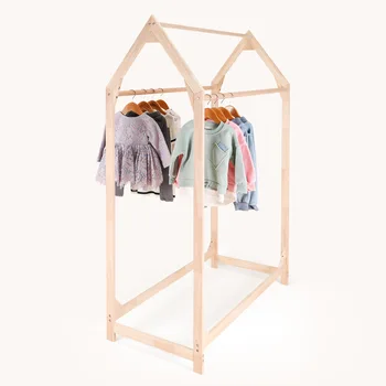 

INS Northern European-Style CHILDREN'S Clothing Store Solid Wood Island Shelf Small House Clothes Hanger Double-Sided Hanging Go
