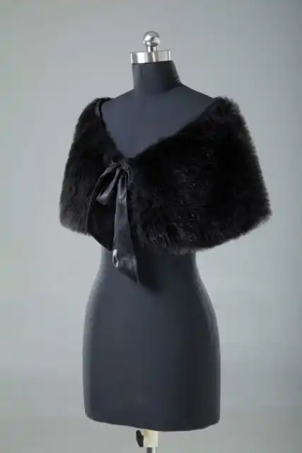 black faux fur shrug wedding
