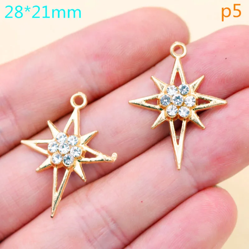 10pcs 27*20mm Shining Crystal Star Charms for Earrings Bracelet