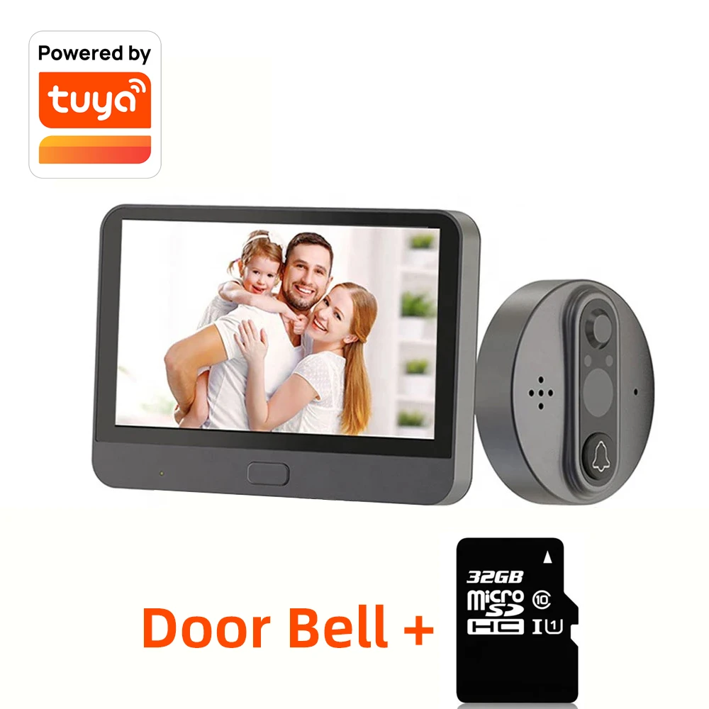 door video intercom Tuya WiFi Peephole Door Viewer Camera Wifi Doorbell Video Intercom 4.3" Monitor Detection Built-in battery App remote control door intercom with camera Door Intercom Systems