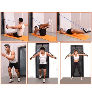 

10 Pcs / Set Latex Resistance Bands Training Body Exercise Yoga Tubes Drawstring Chest Expander Pilates Fitness With Bag