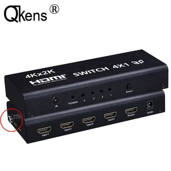 

4x1 4 Ports HDMI Switch with Remote and Audio Toslink Coaxial Audio Output-4 Input with 1 Output 4Kx2K Full 3D 2160p for HDTV