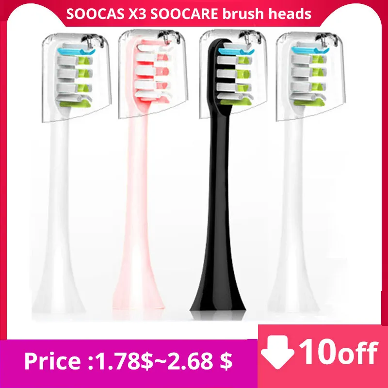 For Xiaomi SOOCAS X3 SOOCARE Electric Toothbrush Heads Foodgrade Bristle Replacement Tooth Brush Head Nozzles with Anti dust Cap