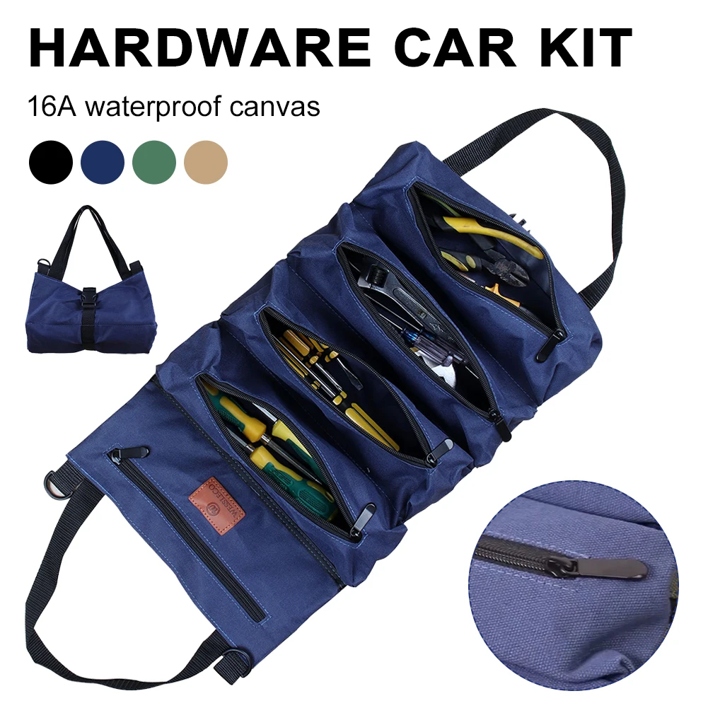 

Multi-Purpose Roll Up Tool Bag Canvas Tool Pouch Storage Organizer Portable Electrician Tool Bag With Handle Carrier Tote Hot